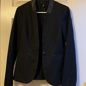 Leather trim jacket black